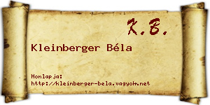 Kleinberger Béla névjegykártya